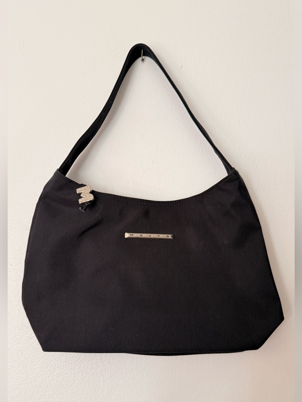 Maché🖤Black Shoulder Bag Nylon with silver accents